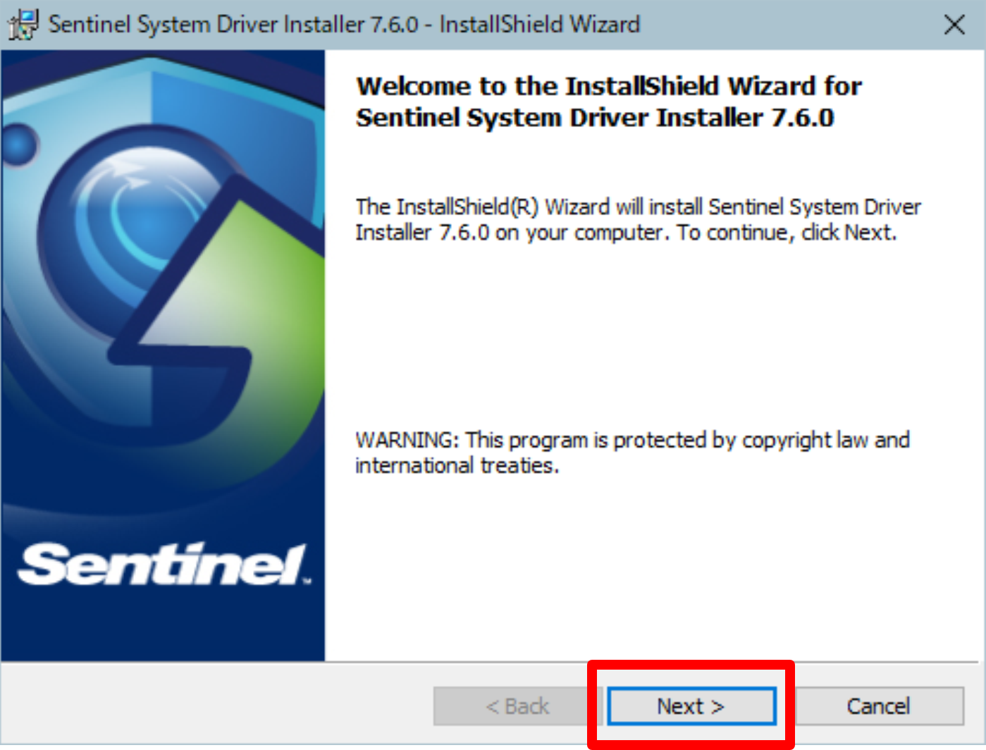 STEP2．Sentinelドライバをインストールする Dojo ユーザーサポートサイト