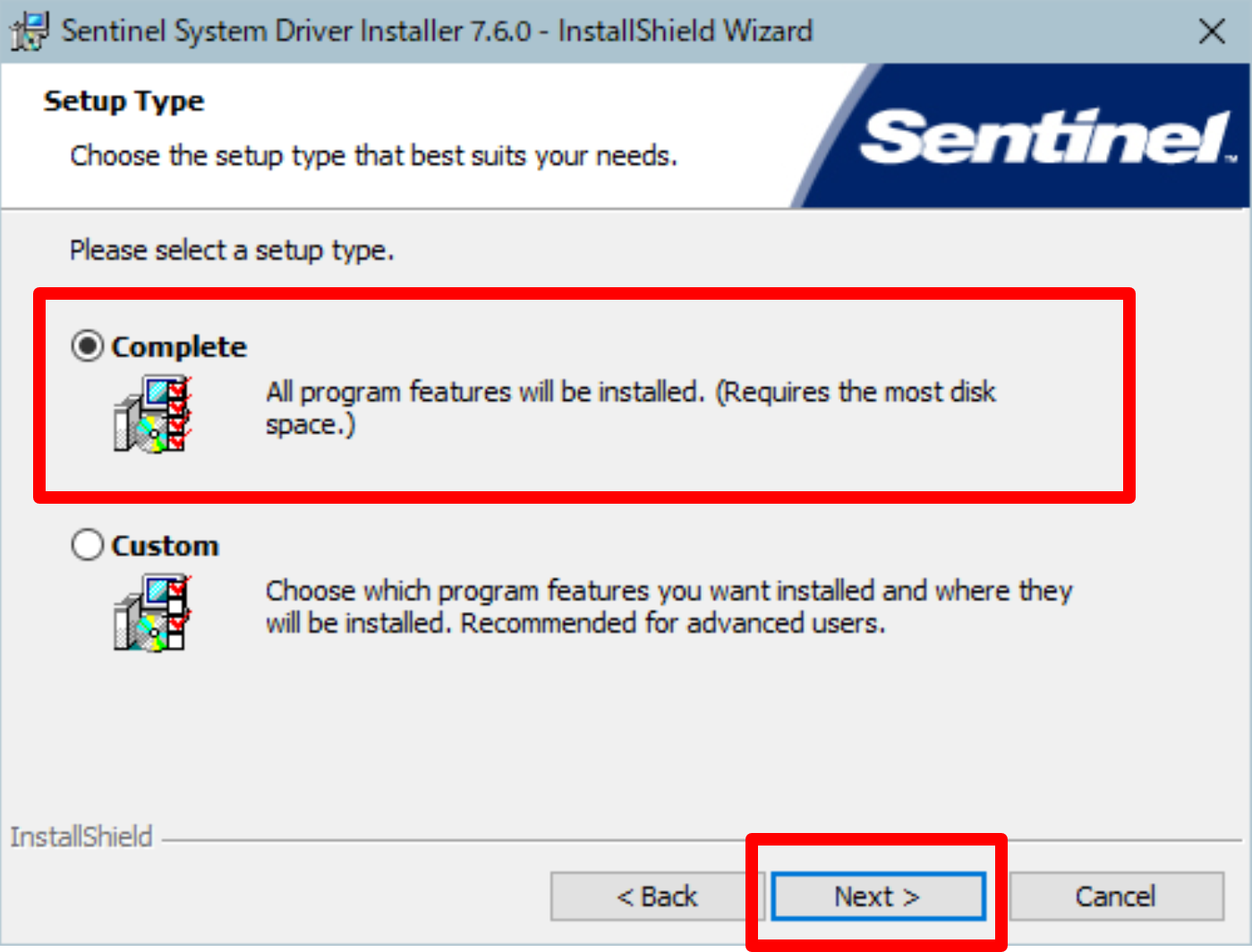STEP2．Sentinelドライバをインストールする Dojo ユーザーサポートサイト